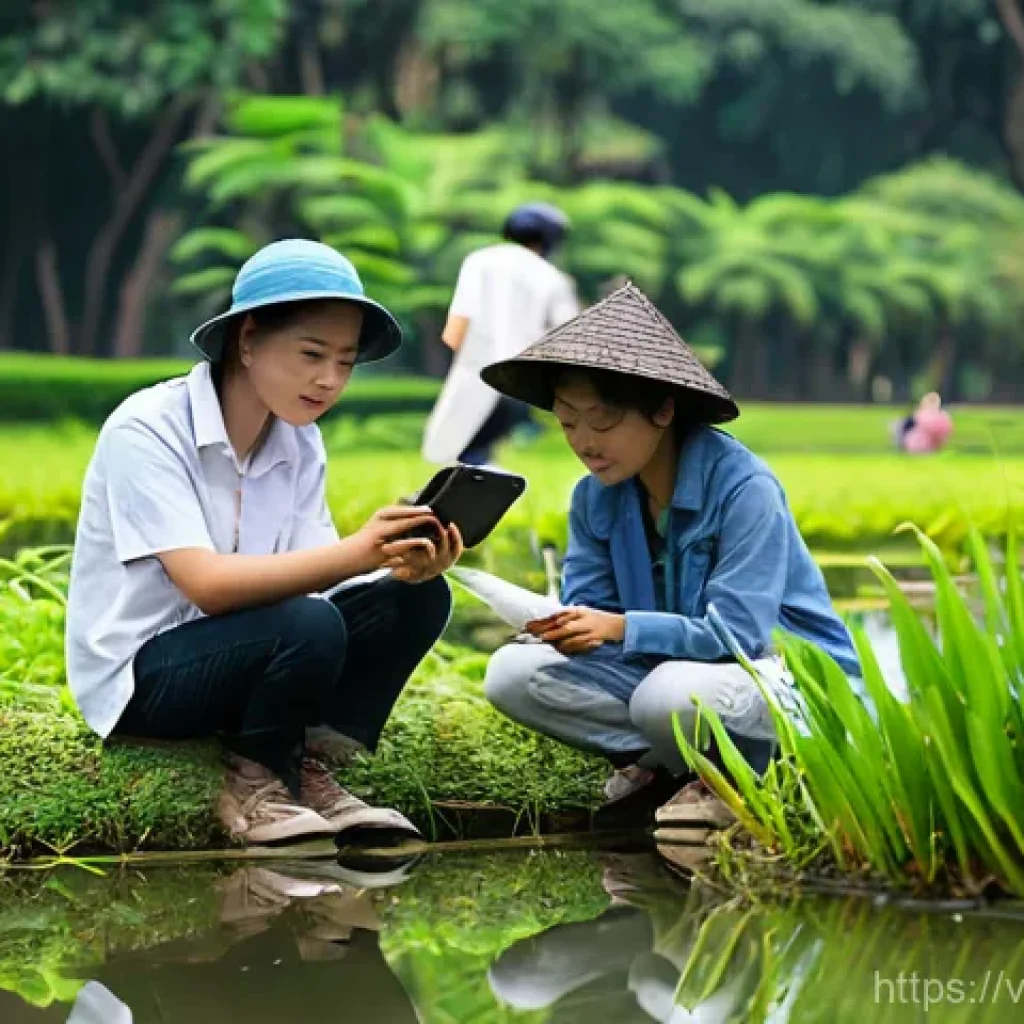 시민과학 프로젝트와 시민 참여 증진 - **A vibrant community of Vietnamese citizen scientists collaborating in a local park.**
* **De...