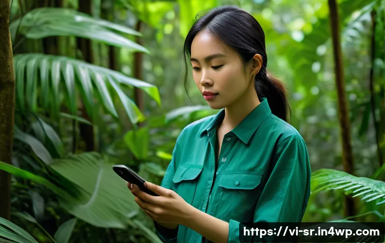 시민과학 프로젝트의 소셜 미디어 활용 - **Prompt:** A young Vietnamese woman, in her mid-20s, with a focused and respectful expression, is i...