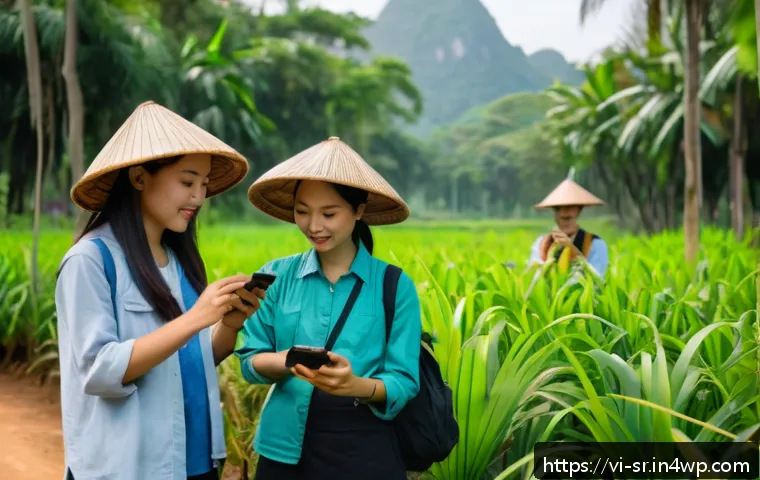 시민과학 데이터 수집 방법론 - A diverse group of Vietnamese citizen scientists using mobile apps to document environmental data in...